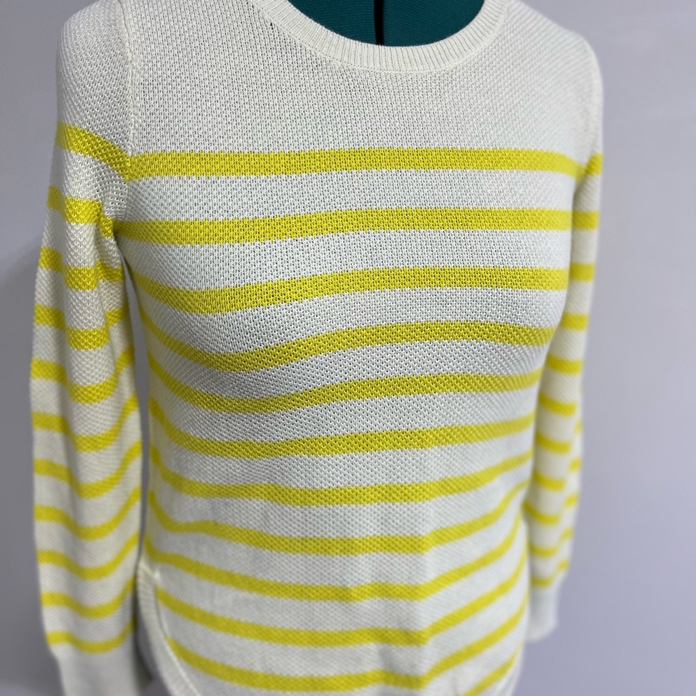 GAP Women’s Crewneck Sweater in Yellow and White Stripes